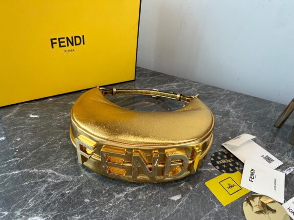 Fendi Praphy Underarm Small Bag - Golden - Image 2