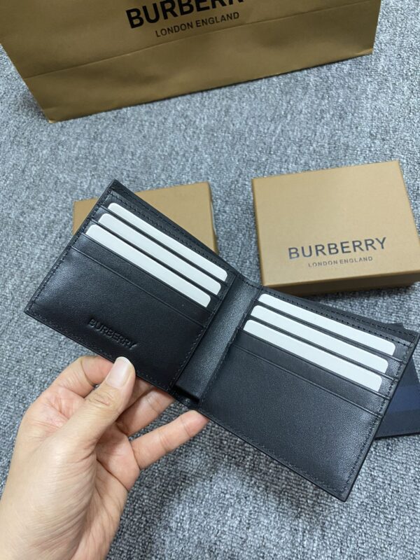 Burberry Exaggerated Check Slim Bifold Wallet - Gray - Image 2