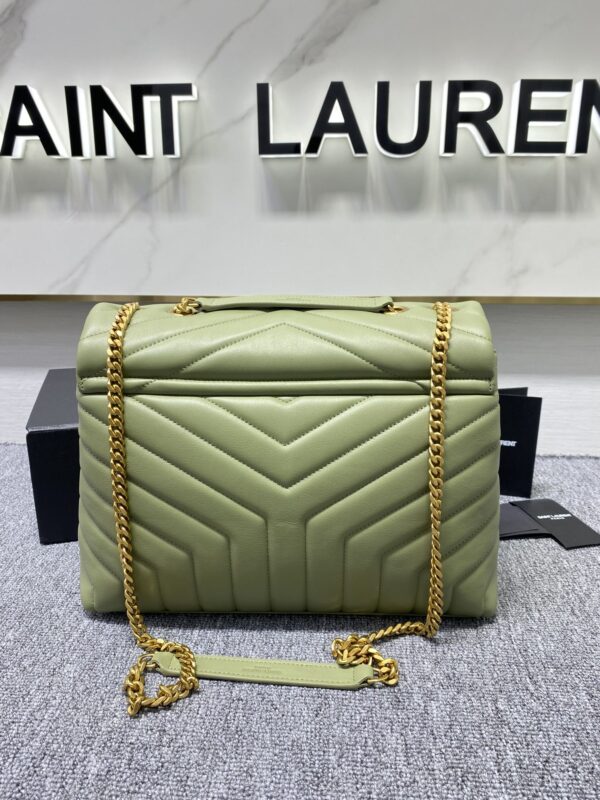 YSL LouLou Y-Shaped Satchel Large Handbag - Light Green - Image 5