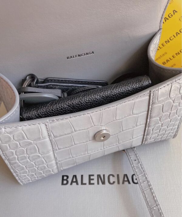 Balenciaga Crocodile Small Hourglass Bag - Gray - Image 5