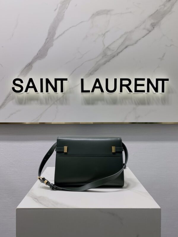 YSL Women Manhattan Baguette Box Small Leather Bag - Green - Image 5