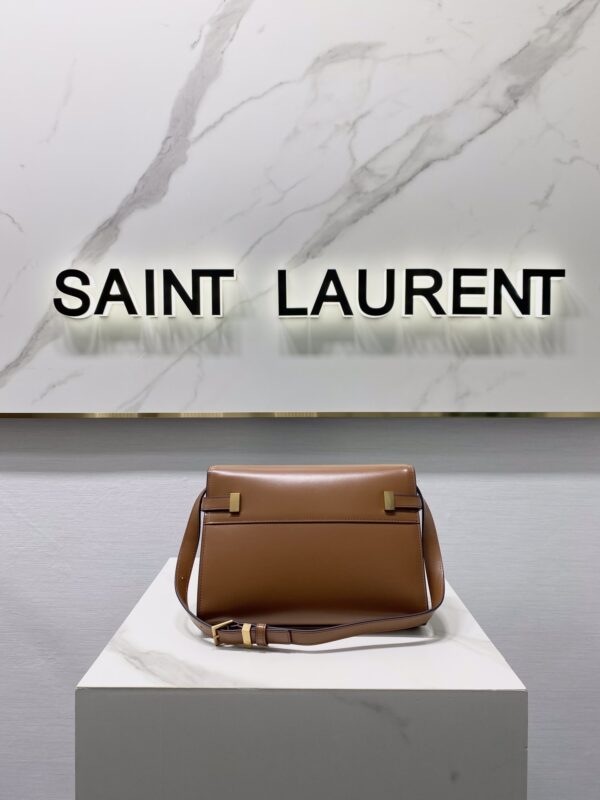 YSL Women Manhattan Baguette Box Small Leather Bag - Brown - Image 5