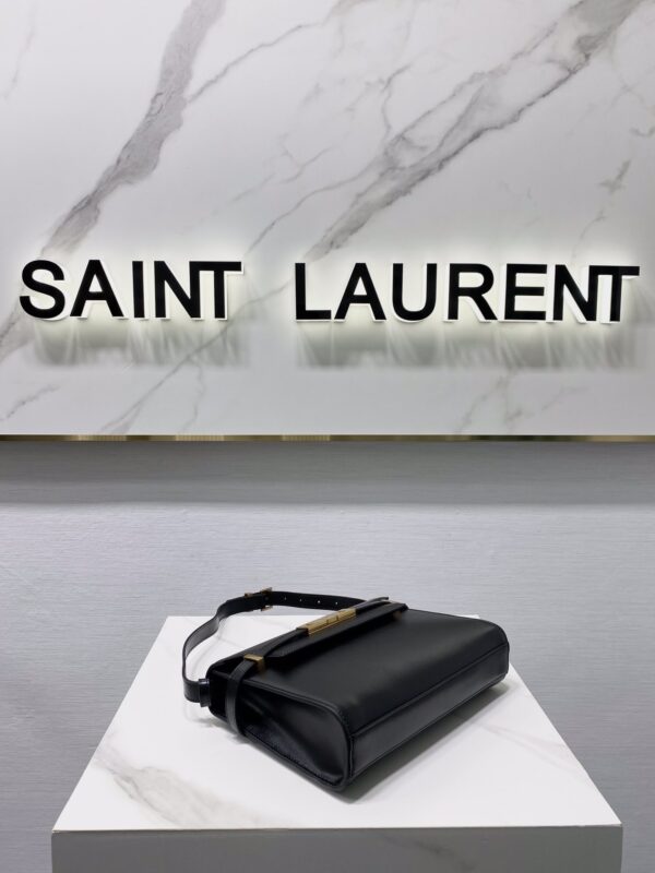 YSL Women Manhattan Baguette Box Small Leather Bag - Black - Image 4