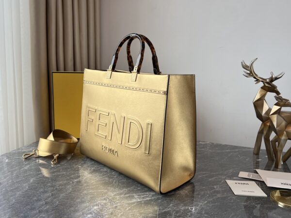 Fendi Sunshine Small Tote Bag - Gold - Image 5