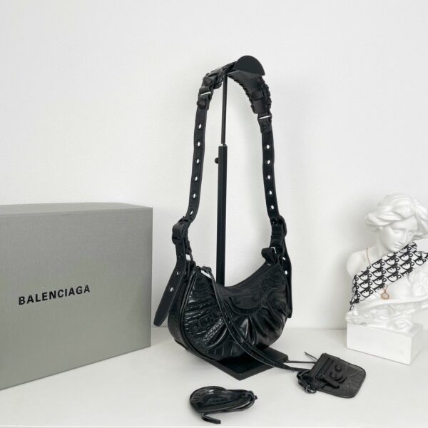 Balenciaga Le Cagole Half-Moon Large Armpit Dumpling Bag - Black - Image 4