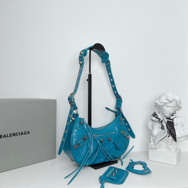 Balenciaga Le Cagole Half-Moon Small Armpit Dumpling Bag - Blue - Image 3