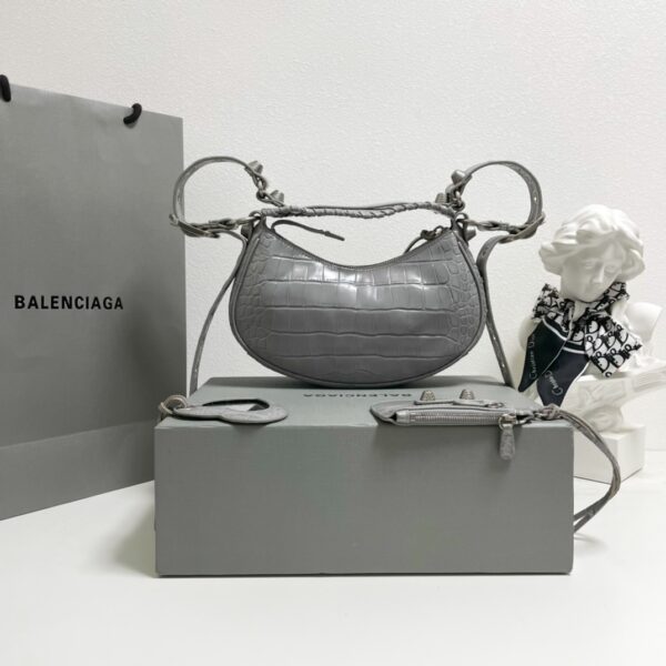 Balenciaga Le Cagole Half-Moon Small Armpit Dumpling Bag - Gray - Image 4