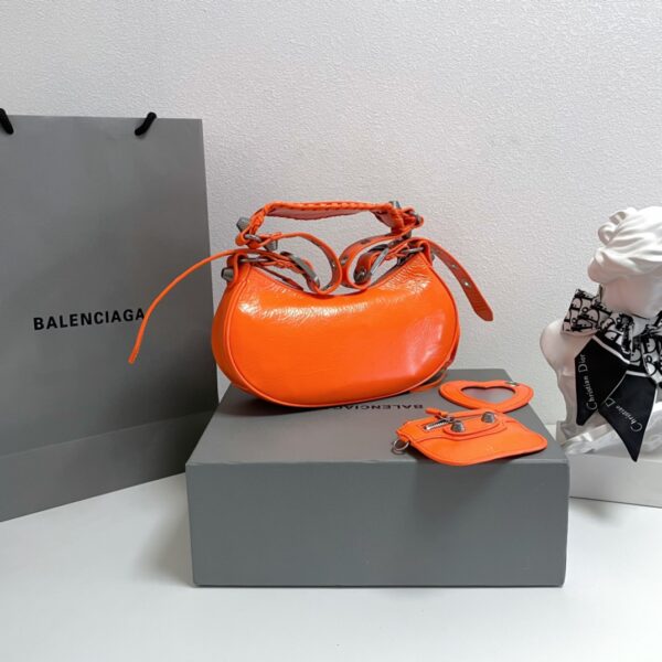 Balenciaga Le Cagole Half-Moon Large Armpit Dumpling Bag - Orange - Image 4