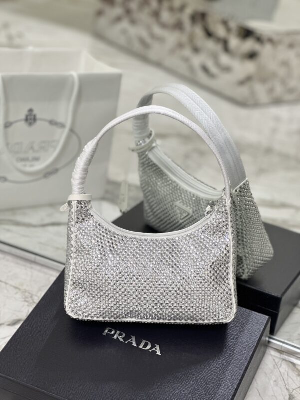 Prada Hobo Diamond Armpit Bag - White - Image 4