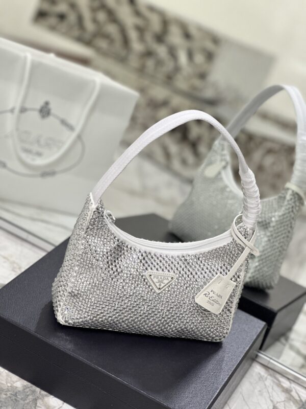 Prada Hobo Diamond Armpit Bag - White - Image 5