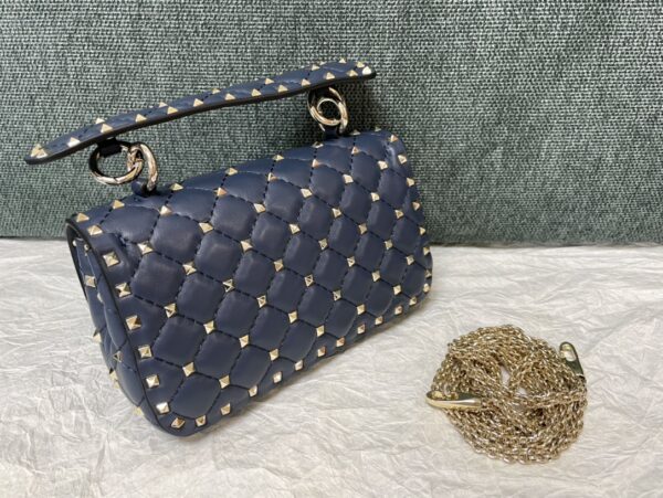 Valentino Small Sheepskin Classic Studded Handbag - Blue - Image 5