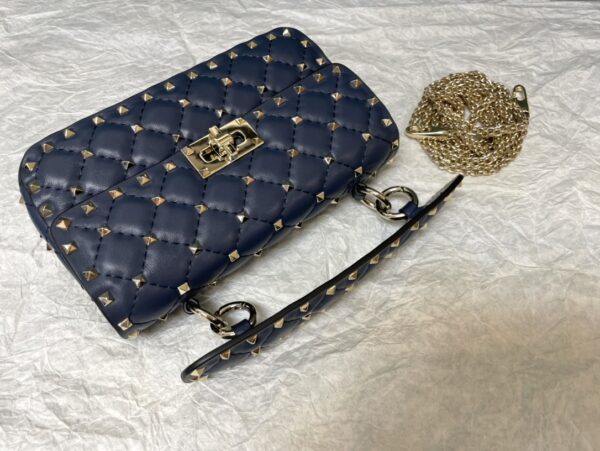 Valentino Small Sheepskin Classic Studded Handbag - Blue - Image 2