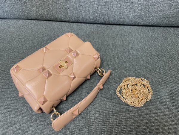 Valentino Enamel Small Stud Bag - Apricot - Image 3