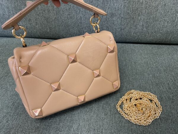 Valentino Enamel Small Stud Bag - Apricot - Image 5