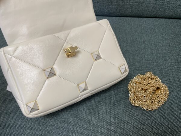 Valentino Enamel Small Stud Bag - White - Image 4