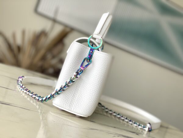 Louis Vuitton White Colorful Gold Buckle Mini Capucines BB Handbag - White - Image 5